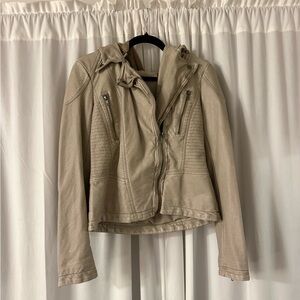 Free People faux Leather Moto jacket with detachable hood
